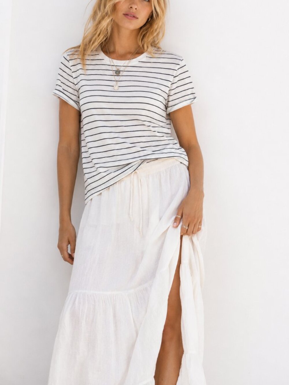 FRAME The Linen Baby Tee NWT Black & White Striped Crewneck Small